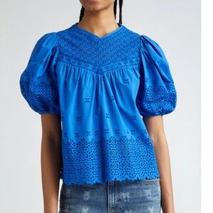 Ulla Johnson Aviana Eyelet Top 14 Cobalt